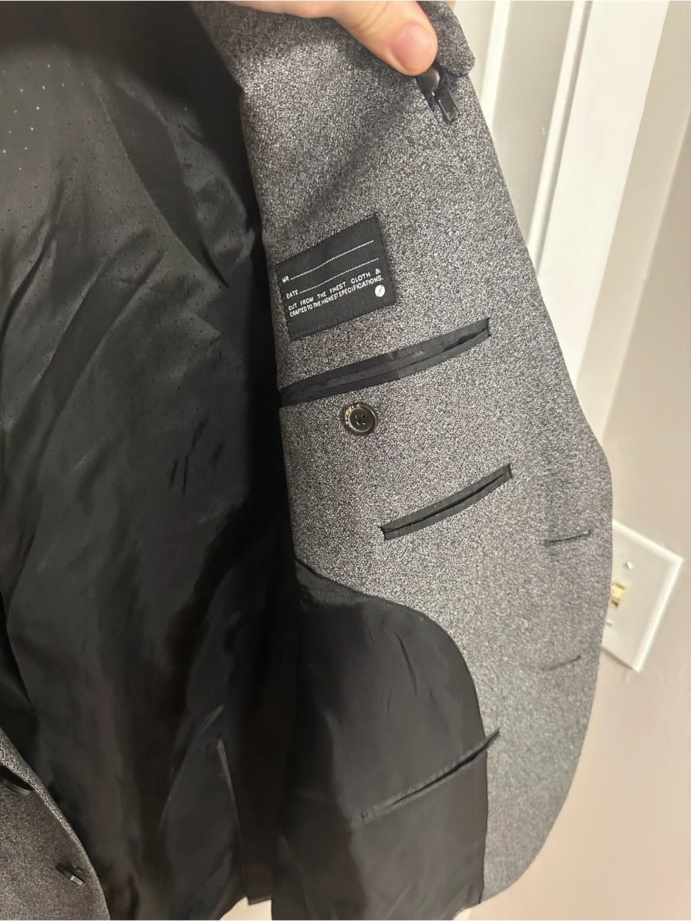 Bespoken 38R 100% Wool Removable Hoodie Grey Sport Coat Blazer